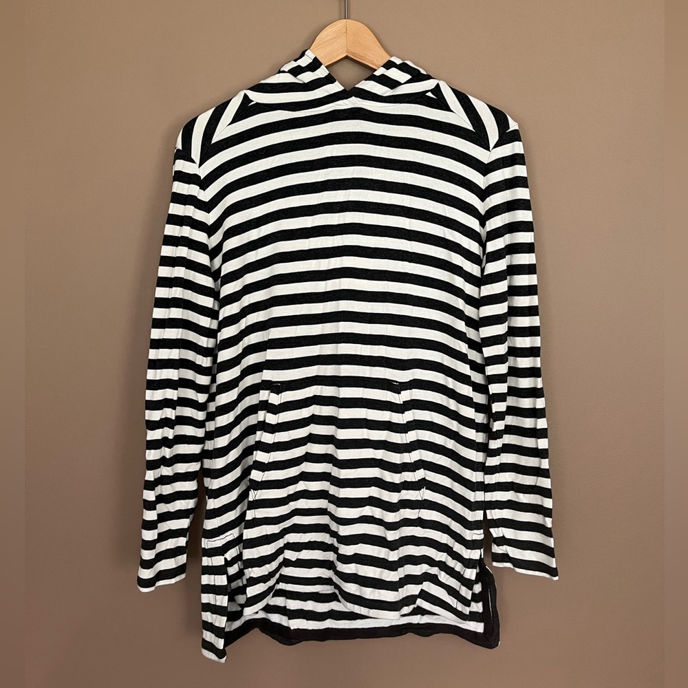{Lou & Grey} Striped Hoodie Sweatshirt with Terry Cloth Lining - Womens XS